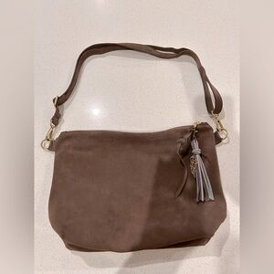 Crossbody in Mauve / Brown color Nubuck Leather Handmade Crossbody Bag